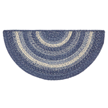 Great Falls Blue Jute Braided Rug Half Circle with Rug Pad 16.5